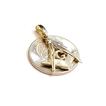 Load image into Gallery viewer, 14k yellow Gold Freemason Masonic Pendant charm gift religious fine jewelry 2.3g