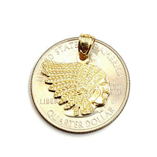 Load image into Gallery viewer, New 14k yellow Gold tiny apache chief face head Pendant gift fine jewelry 1.5g