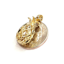Load image into Gallery viewer, New 14k yellow gold pineapple 3D diamond cut fruit pendant charm fine jewelry 3.9g