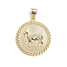 Load image into Gallery viewer, 10k yellow Gold round Goat Pendant charm diamond cut animal fine jewelry 5g