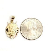 Load image into Gallery viewer, New 14k yellow Gold lion head face with crown Leo Pendant charm fine gift 2.4g