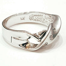 Load image into Gallery viewer, 14k white Gold solid woman's ring cubic zirconia size 7.5 fine gift jewelry