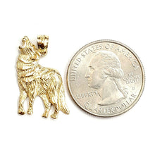 Load image into Gallery viewer, 14k yellow Gold howling wolf full body animal Pendant charm fine jewelry 2.3g