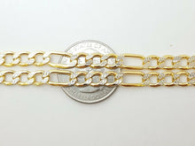 Load image into Gallery viewer, 10K two-tone Gold hollow Figaro Link Chain 5.85mm fine gift jewelry 24" 14.7g