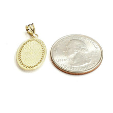Load image into Gallery viewer, 10k two tone gold oval praying hands pendant charm diamond cut fine jewelry 1.8g