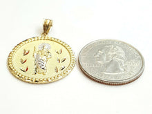 Load image into Gallery viewer, New 14k two tone gold round saint Jude juda pendant charm religious jewelry 3.7g