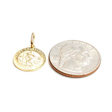 Load image into Gallery viewer, 14k solid yellow Gold round saint Christopher Pendant religious gift 0.60" 2.1g