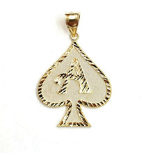 Load image into Gallery viewer, 10k yellow Gold Ace of spade Pendant casino gambling diamond cut jewelry 6.3g