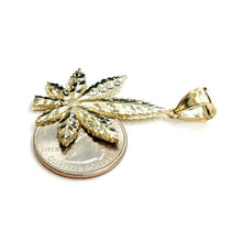 Load image into Gallery viewer, 10k yellow gold marijuana leaf weed pendant charm fine gift medical jewelry 3.5g