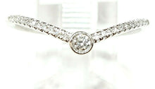 Load image into Gallery viewer, 14k white Gold pave curved chevron 0.09ct real diamond wedding Ring Size 7.25