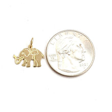 Load image into Gallery viewer, 14k yellow Gold tiny elephant Pendant charm unisex good luck fine jewelry 0.8g