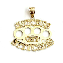 Load image into Gallery viewer, New 10k yellow Gold SNITCHES GET STITCHES word Pendant diamond cut jewelry 10.2g