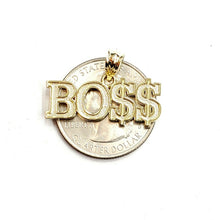 Load image into Gallery viewer, New 10k yellow Gold Boss dollar sign word Pendant charm fine gift jewelry 2.1g