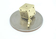Load image into Gallery viewer, 14k yellow Gold 3D hollow dice Pendant charm gamble gift sport fine jewelry 1.6g