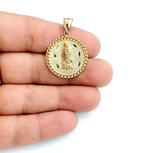 Load image into Gallery viewer, 10k yellow gold round virgin Guadalupe Pendant fine religious jewelry 0.97" 4g