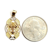 Load image into Gallery viewer, 14k solid 3 color gold cross Pendant charm fine gift religious jewelry unisex 2g