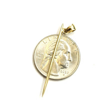 Load image into Gallery viewer, 14k yellow Gold solid 3D Toothpick Pendant charm Unisex gift fine jewelry 1.1g