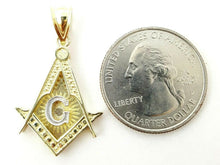 Load image into Gallery viewer, 10k two-tone solid Gold Freemason Masonic Pendant charm jewelry fine gift 2.9g