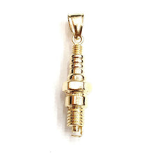 Load image into Gallery viewer, 14k yellow Gold 3D spark plug Pendant charm automobile engine fine jewelry 8.5g