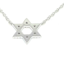 Load image into Gallery viewer, 14k white Gold 0.11Ct Diamond star of David necklace gift 18" adjustable chain