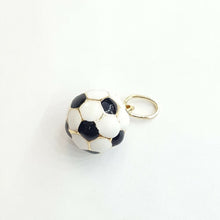 Load image into Gallery viewer, 14k yellow Gold enamel hollow soccer ball 3D Pendant charm fine gift 0.47" 1.7g