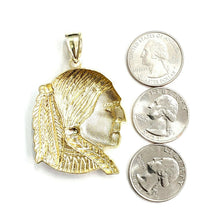 Load image into Gallery viewer, New 10k solid yellow Gold Chief face head Pendant diamond cut fine jewelry 13.5g