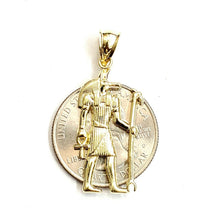 Load image into Gallery viewer, 10k yellow Gold Egypt jackal god Anubis holding Ankh Pendant fine jewelry 1.6g