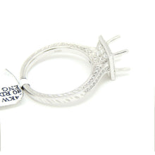 Load image into Gallery viewer, 0.50Ct Natural Diamond 14k White Gold Semi Mount halo Ring square center sz 6.5