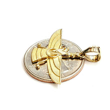 Load image into Gallery viewer, 14k yellow gold Farvahar Faravahar Persian Ahoura Mazda Zoroastrian pendant 2.2g