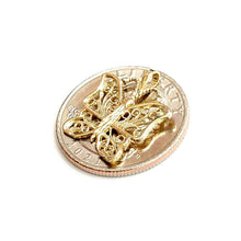 Load image into Gallery viewer, New 14k yellow Gold butterfly Pendant charm filigree gift fine jewelry 1.1g