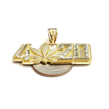 Load image into Gallery viewer, 10k yellow Gold 4/20 marijuana word Pendant charm diamond cut fine jewelry 7.3g