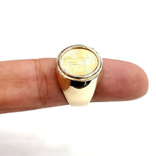 Load image into Gallery viewer, 14K Gold plain men's coin ring size 10 13.5g 5 dollars 1/10 oz 22k American eagle