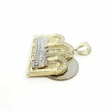 Load image into Gallery viewer, 14k two tone gold last supper pendant charm cubic zirconia fine jewelry 11.2g