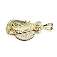 Load image into Gallery viewer, 14k yellow gold dollar sign money bag lucky pendant charm gift fine jewelry 6.5g