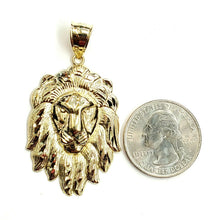 Load image into Gallery viewer, New 10k yellow solid Gold lion head face zodiac Pendant charm fine jewelry 5.9g