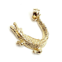Load image into Gallery viewer, New 14k yellow Gold Alligator crocodile Pendant charm gift fine jewelry 2.8g