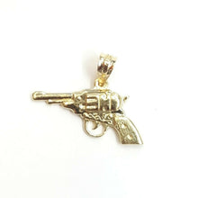 Load image into Gallery viewer, 14k yellow solid Gold handgun pistol gun Pendant charm fine gift jewelry 1.8g