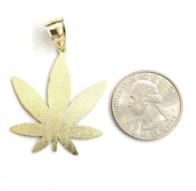 Load image into Gallery viewer, New 10k yellow gold marijuana leaf weed pendant diamond cut medical jewelry 3.7g