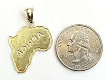 Load image into Gallery viewer, 10k yellow gold Africa continent outline map pendant charm fine gift unisex 2.7g