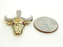 Load image into Gallery viewer, 14k yellow Gold Taurus bull zodiac Pendant cubic zirconia fine gift jewelry 4.8g