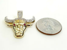 Load image into Gallery viewer, 14k yellow Gold Taurus bull zodiac Pendant cubic zirconia fine gift jewelry 4.8g