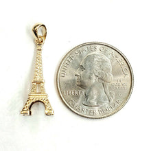 Load image into Gallery viewer, 14K Yellow Gold Solid 3D Famous Eiffel Tower Charm Pendant Fine Jewelry 2.4g