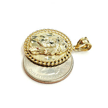 Load image into Gallery viewer, 10k yellow gold round Jesus face head pendant charm religious jewelry 0.97" 4.3g
