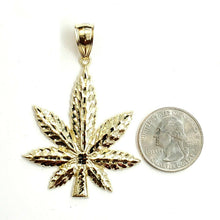 Load image into Gallery viewer, 10k yellow gold marijuana leaf weed pendant charm fine gift medical jewelry 8.2g