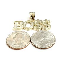 Load image into Gallery viewer, New 10k yellow Gold Boss dollar sign word Pendant charm fine gift jewelry 4.2g
