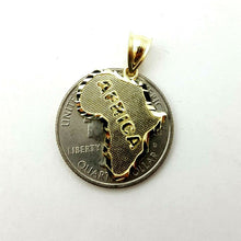 Load image into Gallery viewer, 10k yellow gold Africa continent outline map pendant charm fine gift unisex 1.7g