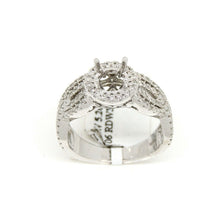 Load image into Gallery viewer, 0.54Ct Natural Diamond 14k White Gold Semi Mount halo Ring round center size 7