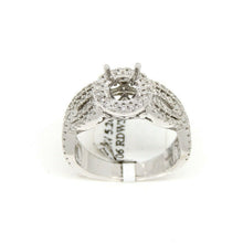Load image into Gallery viewer, 0.54Ct Natural Diamond 14k White Gold Semi Mount halo Ring round center size 7