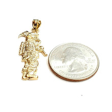 Load image into Gallery viewer, 14k yellow Gold fireman firewoman firefighter Pendant charm fine jewelry 3.4g