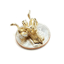 Load image into Gallery viewer, 14k yellow Gold 3D deer buck male head Hunting Pendant charm gift jewelry 4.7g